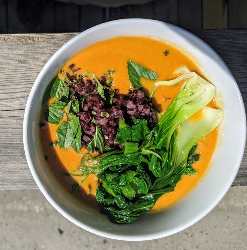 Sweet Potato Wonderbroth can transform into a soup. “Wonderbroths” made by Stella Dillard of Dandelion Food and Goods showcase whatever vegetables are in season. (Courtesy of Stella Dillard)