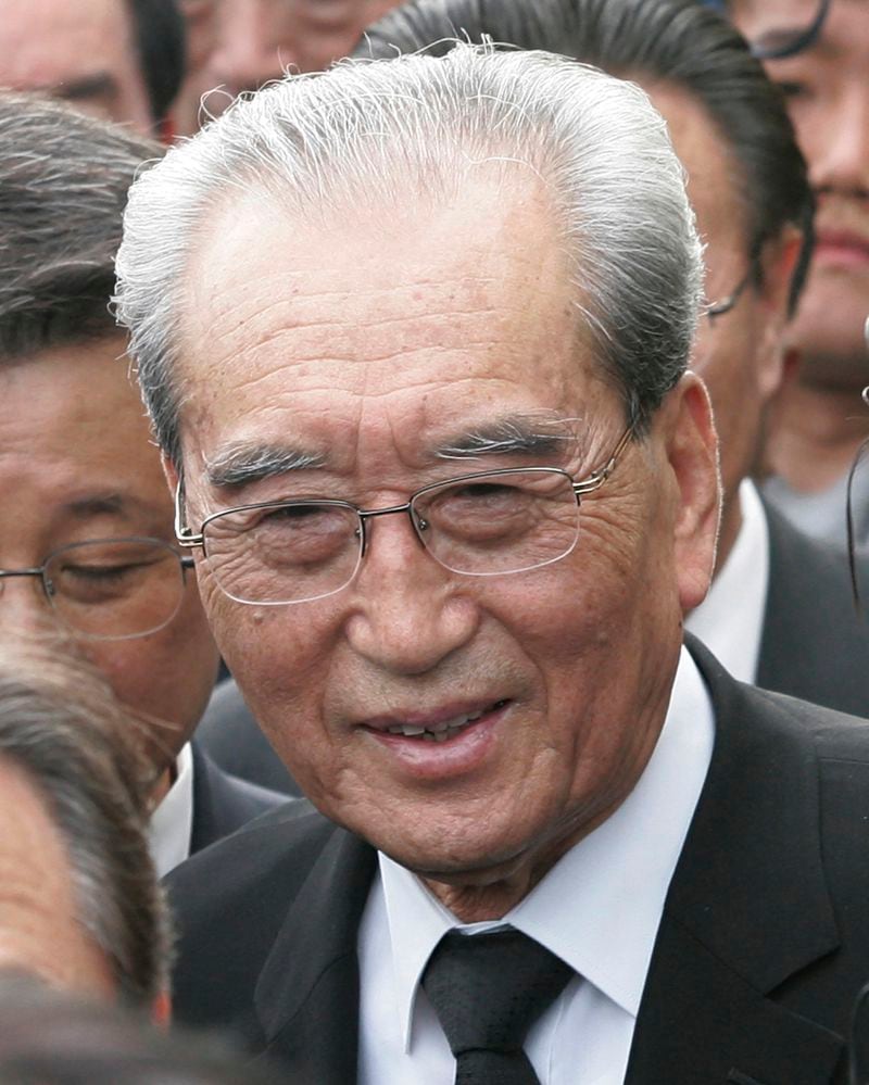 FILE - North Korean Chief delegate Kim Ki Nam leaves after paying a silent tribute for the late former South Korean President Kim Dae-jung during a memorial service at the National Assembly in Seoul, South Korea, on Aug. 21, 2009. Kim Ki Nam, a North Korean propaganda chief who helped build personality cults around the country’s three dynastic leaders, has died at 94, the North’s state media said. (AP Photo/Ahn Young-joon, File)