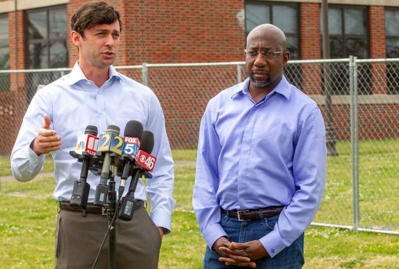 Both of Georgia’s U.S. senators, Jon Ossoff (left) and Raphael Warnock (right), will be in tiny McIntyre today (pop. 568) to break ground on Wilkinson County’s first public sewer system. (Steve Schaefer for The Atlanta Journal-Constitution)