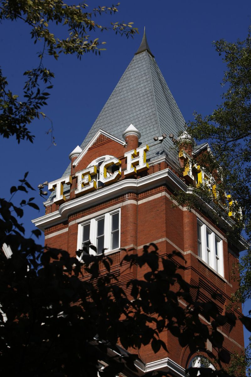 The iconic Tech tower tops the Lettie Pate Whitehead Evans Administration Building at Georgia Tech on Tuesday, Oct. 5, 2010. (Curtis Compton/AJC)