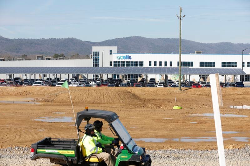 Construction continues on the expansion of the Qcells solar manufacturing facility in Dalton, Ga. on Tuesday, January 10, 2023.  (Natrice Miller/natrice.miller@ajc.com)  