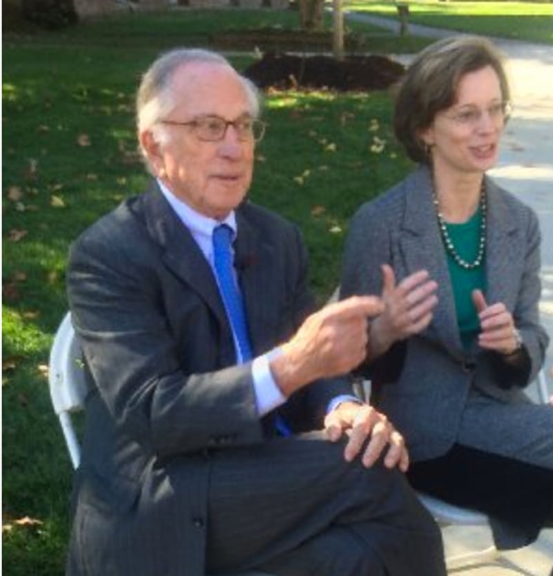 Sam Nunn, co-chair and CEO of the Nuclear Threat Initiative, entered politics as a member of the Georgia House of Representatives in 1968 and served in the U.S. Senate from 1972 to 1996. He continues serving in a public policy capacity as a distinguished professor in the Sam Nunn School of International Affairs at Georgia Tech, chairman emeritus of the board of the Center for Strategic and International Studies in Washington, DC. He’s shown here with his daughter, Michelle Nunn, president and CEO of CARE. She ran for the Senate in 2014; David Perdue prevailed. AJC photo: Jim Galloway