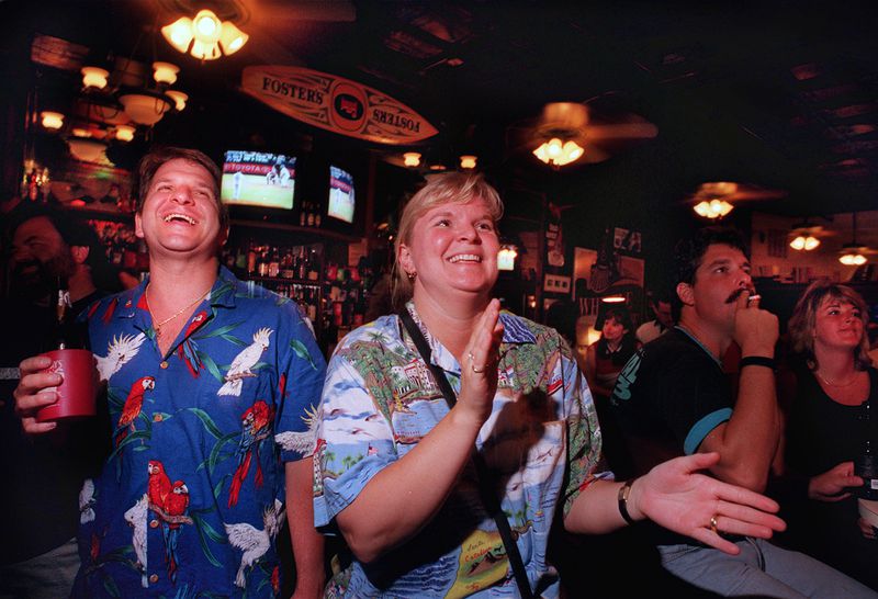 A group of Parrotheads met at Hemingway's on the square in Marietta July 2, 1999.