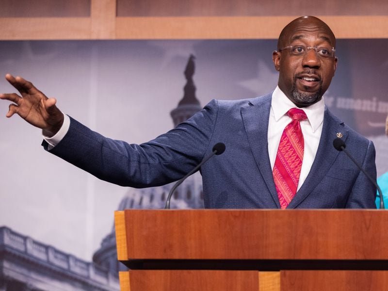 U.S. Sen. Raphael Warnock, D-Ga., won't be up for reelection until 2028, but he reports having $5.4 million in campaign cash in the bank. (Nathan Posner for the AJC).