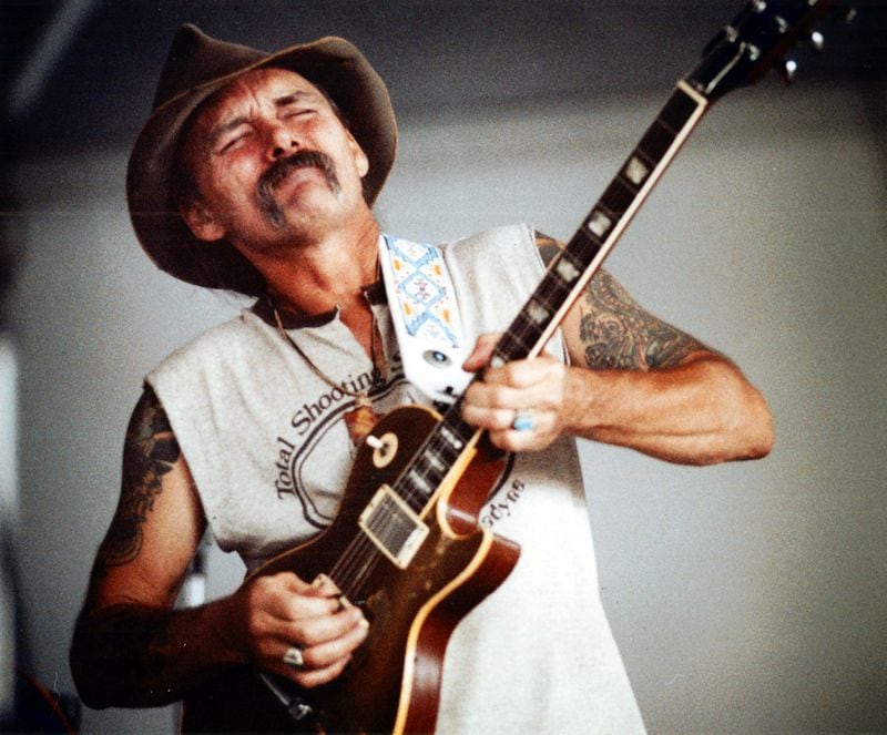 June 24, 1990 - Allman Brothers Band guitarist Dickey Betts wails away during a guitar solo during practice in a Bradenton, FL warehouse Sunday night. (Frank Niemeir/AJC staff) 1990