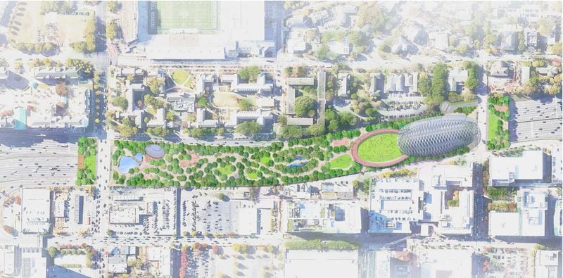 Illustration of proposed Atlanta Connector Park in Midtown Atlanta. Image from connectorpark.org