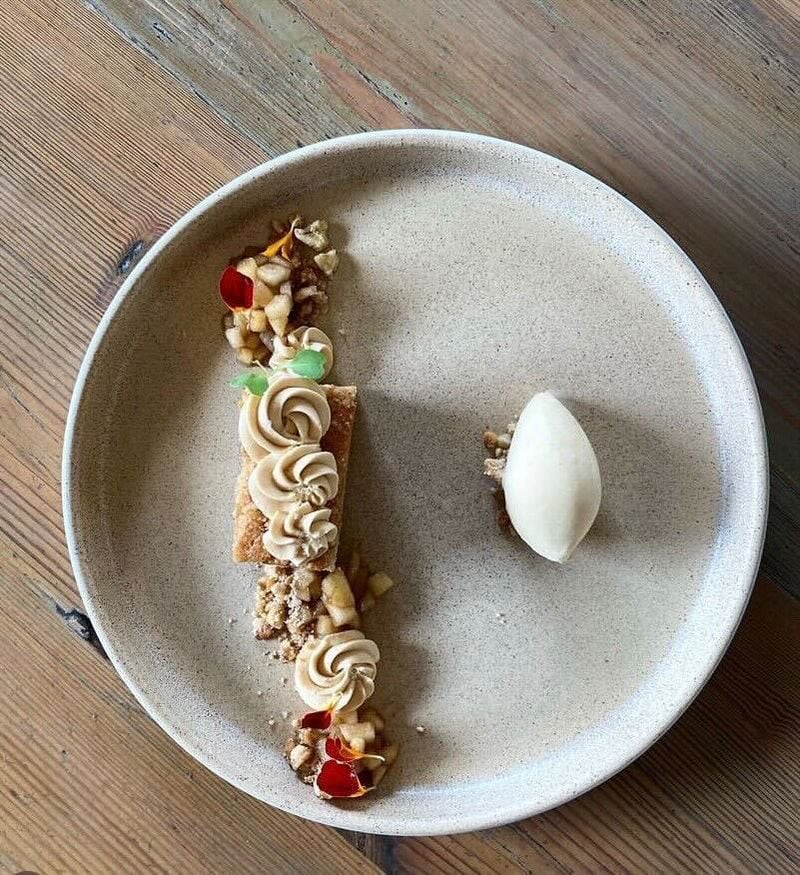 Deconstructed apple cake from Miller Union. / Courtesy of Claudia Martinez