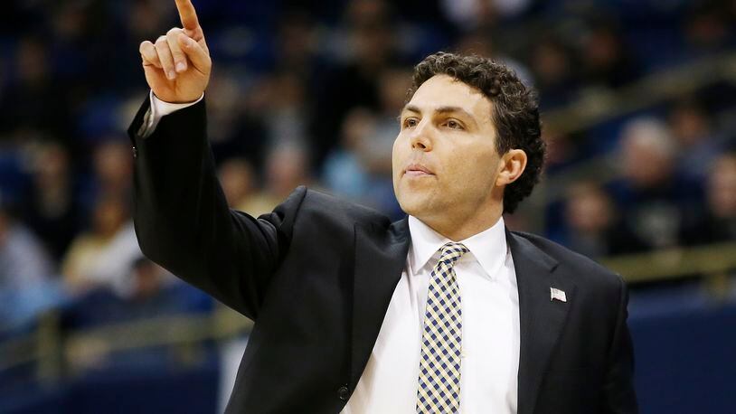 Georgia Tech head coach Josh Pastner directs his team during the first half of an NCAA college basketball game  against Pittsburgh, Saturday, Jan. 13, 2018, in Pittsburgh. (AP Photo/Jared Wickerham)
