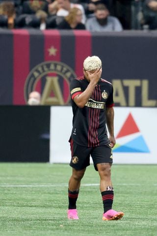 Atlanta United forward Josef Martinez (7) reacts after a Columbus Crew goal in the second half. JASON GETZ FOR THE ATLANTA JOURNAL-CONSTITUTION