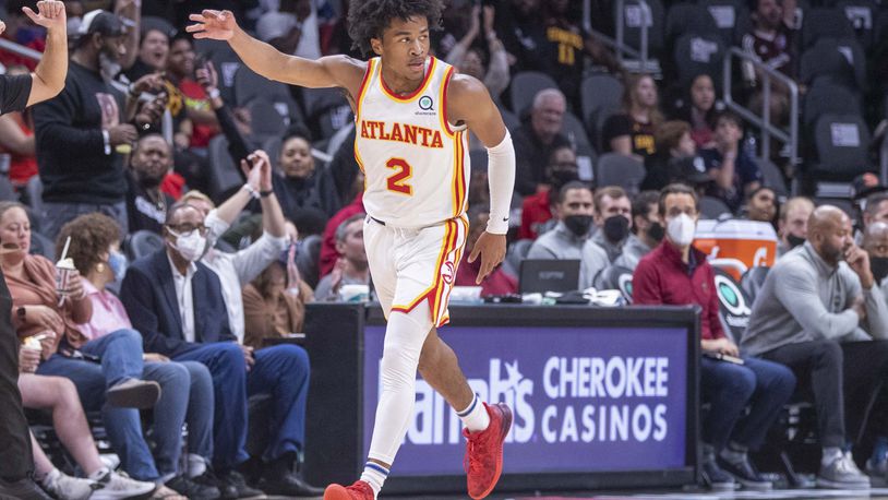 Hawks guard Sharife Cooper played in 13 games for the team last season and is hoping for a bigger role. (Alyssa Pointer file photo)
