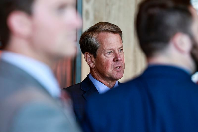 Gov. Brian Kemp speaks during a press conference following a tour of Google Atlanta’s office in Midtown on Wednesday, July 27, 2022. (Natrice Miller/natrice.miller@ajc.com)