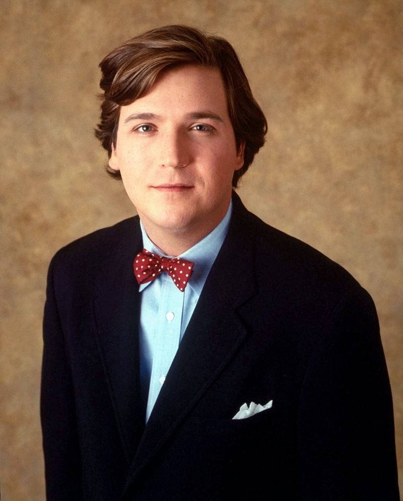  Tucker Carlson in his early days at CNN when he was still working the bow tie. CREDIT: CNN