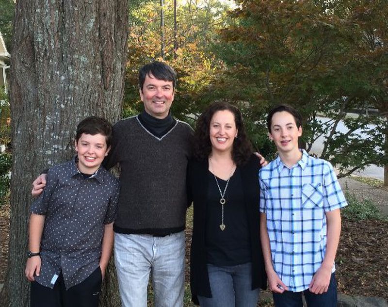 Atlanta Symphony Orchestra horn player Richard Deane is on leave and working this year for the New York Philharmonic. He commutes back to Atlanta to be with his family: 11-year-old Isaac (left), wife Jill and Slater, 12. CONTRIBUTED