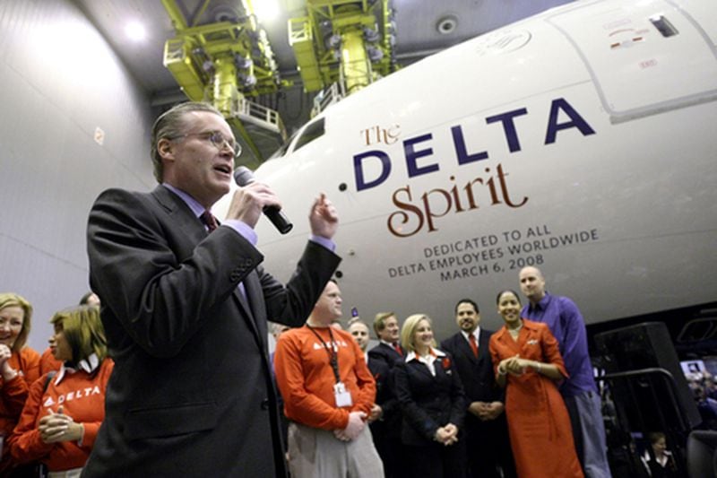 Delta Air Lines President Edward Bastian dedicates "The Delta Spirit" to employees in early March 2008. Delta is adding eight Boeing 777-200LR planes to its fleet with a promise the new planes will make flying more comfortable, especially for those in the Business Elite class.