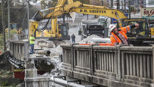 Part of the Cheshire Bridge Road bridge has been removed as the demolition continues.
