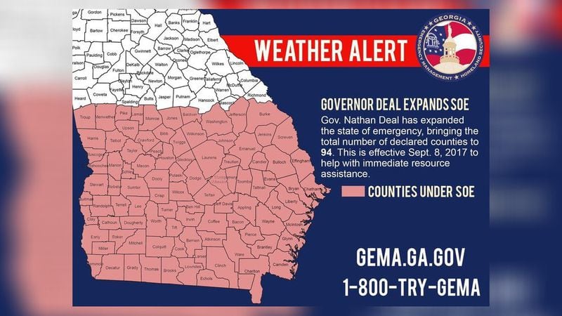 There are now 94 Georgia counties under a state of emergency.