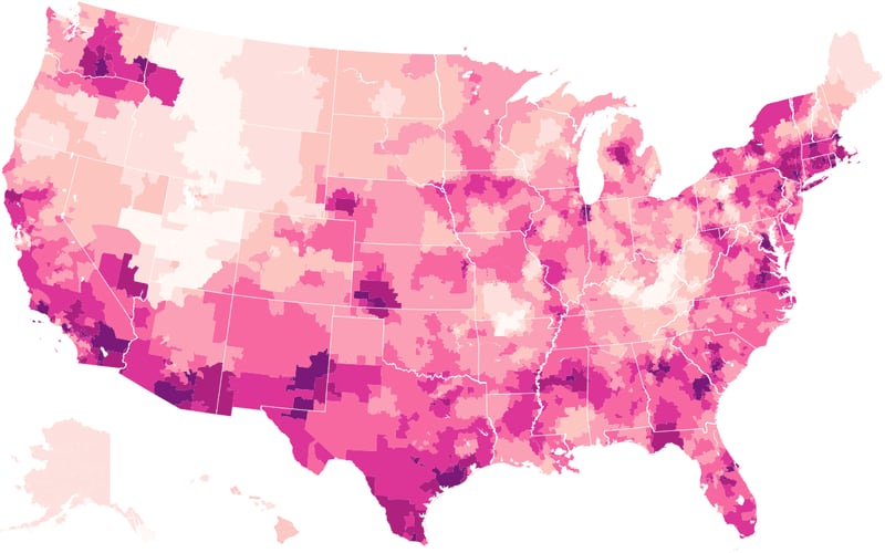 Travis Scott fan map from New York Times’ Upshot analysis, “What Music Do Americans Love the Most?”