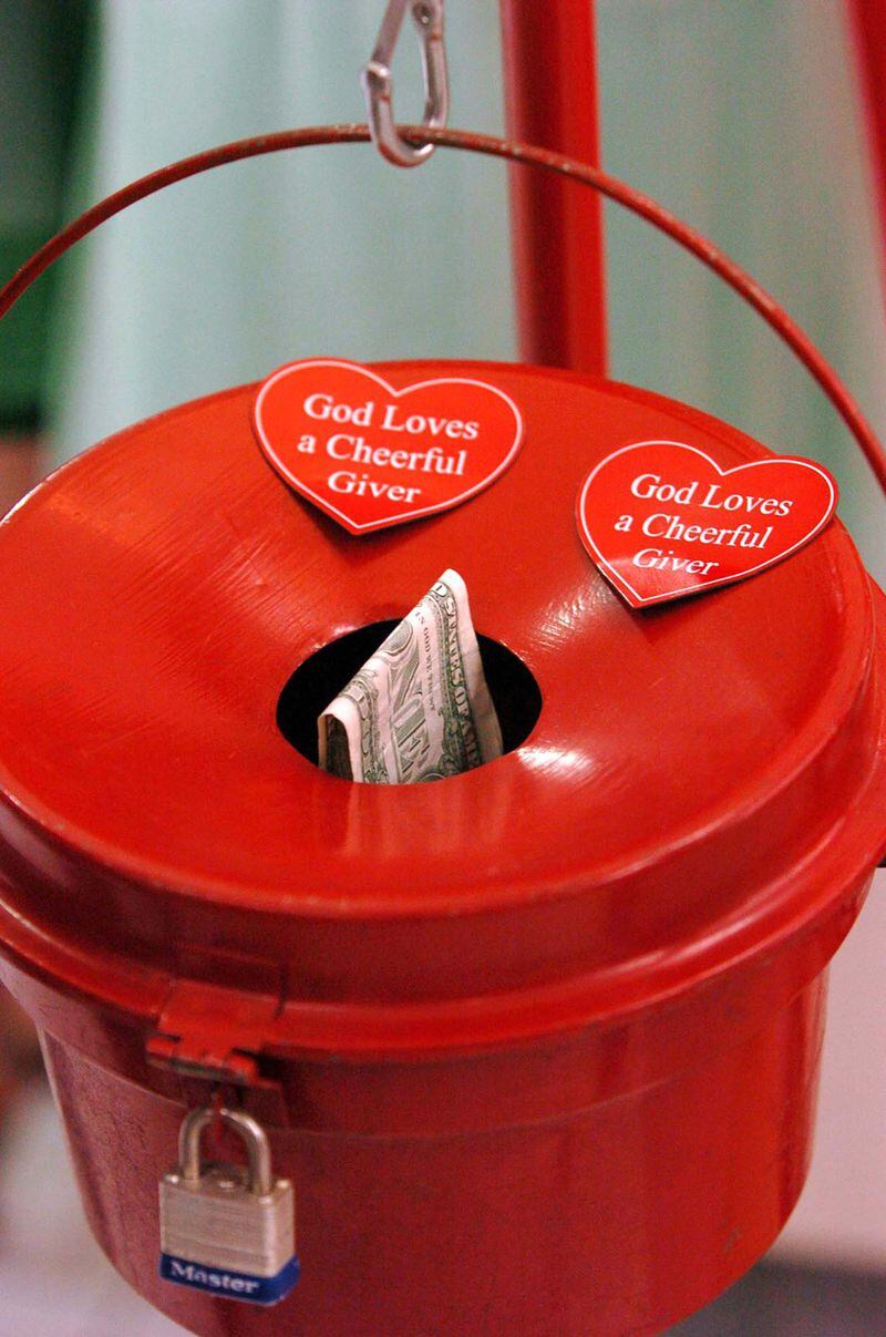 A Salvation Army kettle. Yes, it’s true: someone even stole one of these.