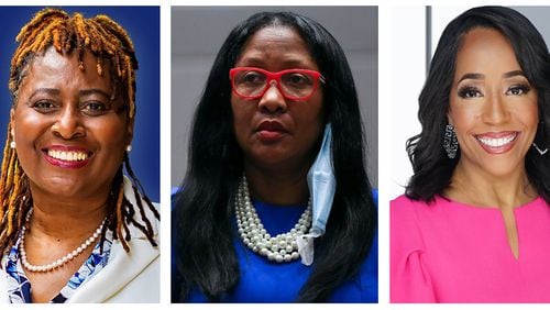 Sonya Ofchus, left, Commissioner Natalie Hall, center, and Moraima "Mo" Ivory are candidates for the District 4 seat on Fulton County commission in the May 21 Democratic primary.