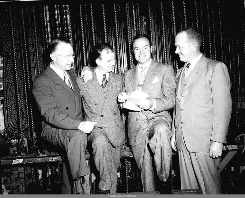 Bob Hope visits the Fox Theatre in January 1941. Atlanta Mayor William B. Hartsfield is on the left. LBPE2-005a, Lane Brothers Commercial Photographers Photographic Collection, 1920-1976. Photographic Collection, Special Collections and Archives, Georgia State University Library.