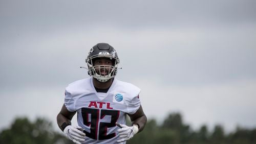 Falcons defensive end Charles Harris, a 2017 first-round draft pick, is looking to jump-start his career after three seasons with the Dolphins. (Photo courtesy of The Atlanta Falcons.)