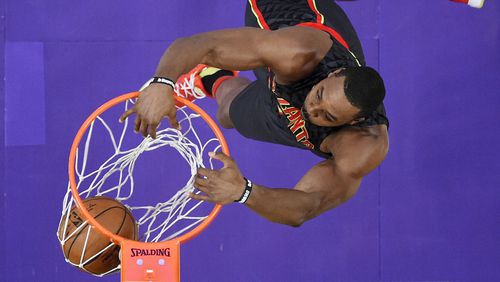 Hawks center Dwight Howard had 19 points in Sunday's loss to the Lakers in Los Angeles.
