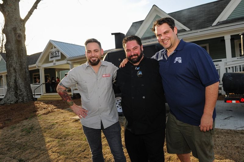 The Nest’s partners are chef Victor Amato (center), Brandon King (right) and Monroe Schiestel (left). (Beckystein.com)