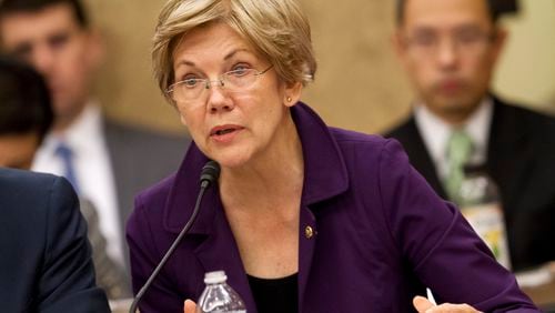 In this photo taken Nov. 18, 2015, Sen. Elizabeth Warren, D-Mass., speaks on Capitol Hill in Washington.
