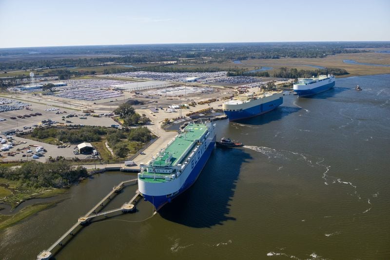 An aerial view of the Port of Brunswick.