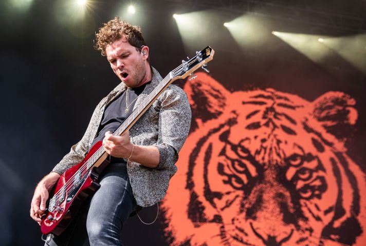 Atlanta, Ga: Royal Blood brought their massive, two-piece sound to the Peachtree Stage to close out Saturday afternoon. Photo taken Saturday May 4, 2024 at Central Park, Old 4th Ward. (RYAN FLEISHER FOR THE ATLANTA JOURNAL-CONSTITUTION)