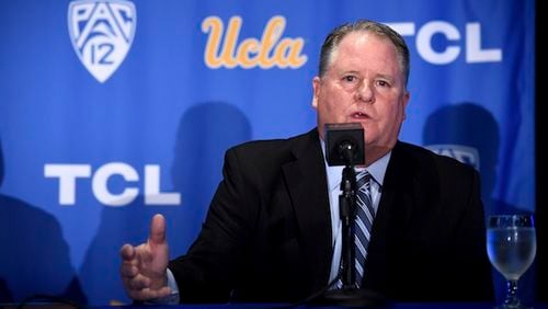 New UCLA Head Football Coach Chip Kelly speaks during a press conference on the UCLA campus at Pauley Pavilion, Monday, Nov. 27, 2017. (Photo by Hans Gutknecht, Los Angeles Daily News/SCNG)