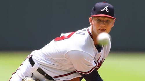 Atlanta Braves pitcher Mike Soroka delivers a pitch against the New York Mets during the first inning in a MLB baseball game on Wednesday, June 13, 2018, in Atlanta.  Curtis Compton/ccompton@ajc.com