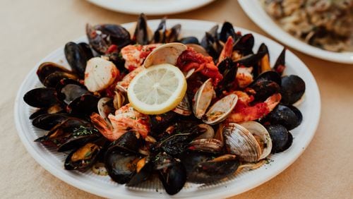 The pescatore from Casa Nuova comes replete with mussels, clams, scallops and shrimp tossed with linguini in a fra diavolo sauce. Courtesy of Casa Nuova