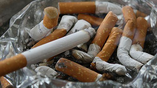 Stock photo of cigarettes in an ashtray.