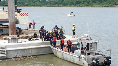 Authorities searched for hours Wednesday to find a missing construction worker in the Savannah River.