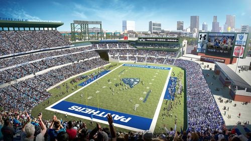 A rendering of Turner Field as a Georgia State Panthers football stadium set to open in Fall 2017.