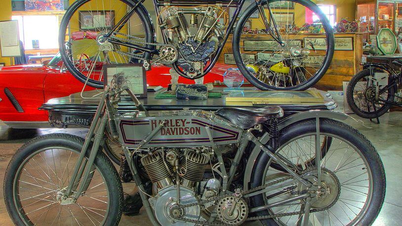 Vintage boardtrack racing bikes are featured at Wheels Through Time in Maggie Valley, N.C.