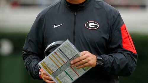 ATHENS, GA - NOVEMBER 7: Head coach Mark Richt of the Georgia Bulldogs in the first quarter of the game against the Kentucky Wildcats on November 7, 2015 at Sanford Stadium in Athens, Georgia. Georgia won the game 27-3. (Photo by Todd Kirkland/Getty Images) *** Local Caption *** Mark Richt