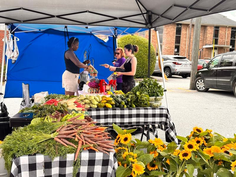 Douglasville’s Tuesday afternoon Church Street Farmers Market is a showcase for vendors with everything from produce to jams and jellies. (Courtesy of City of Douglasville staff)