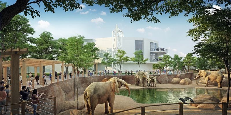 Savanna Hall looks out over the new African Savanna habitat, seen here in an artist's  rendering. CONTRIBUTED: ZOO ATLANTA