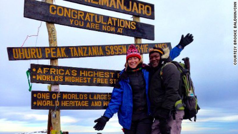 Brooke Baldwin on Mt. Kilimanjaro earlier this year with her guide.