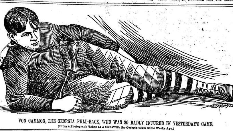 ATLANTA CONSTITUTION FILE: Bulldogs player Von Gammon, a 19-year-old from Rome, Ga., died from injuries sustained on the field during the October 30, 1897, Virginia-Georgia football game in Atlanta.