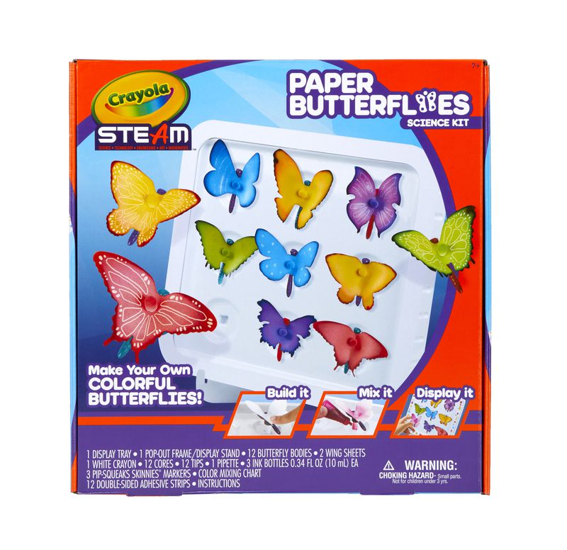 Create colorful butterflies that can be displayed as works of art with Crayola's STEAM Paper Butterflies Science Kit.