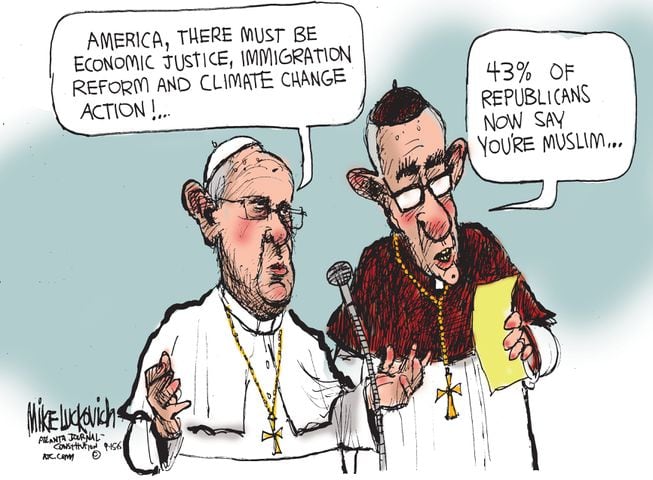 Mike Luckovich draws the pope