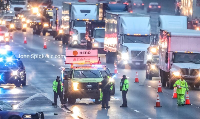 All eastbound lanes were temporarily shut down when Atlanta police first responded to the scene.