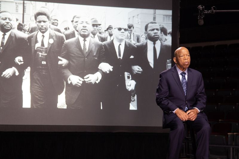 Congressman John Lewis on the set of “John Lewis: Good Trouble,” a new documentary about his life. Lewis said he had never seen some of the footage that was uncovered.