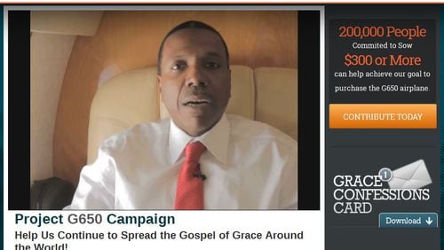 In March, Creflo Dollar's website asked for $65 million in donations for a new private jet. The webpage was quickly taken down.