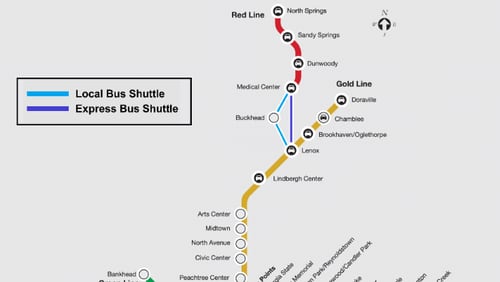 MARTA will suspend its Red Line service south of Medical Center station for track replacement beginning Friday.