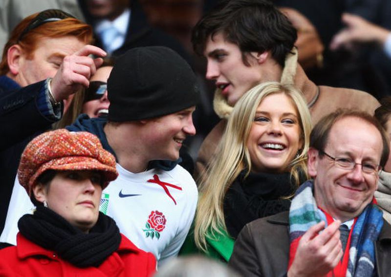 Prince Harry and Chelsy Davy attend the Investec Challenge match between England and South Africa at Twickenham on November 22, 2008 in London, England.