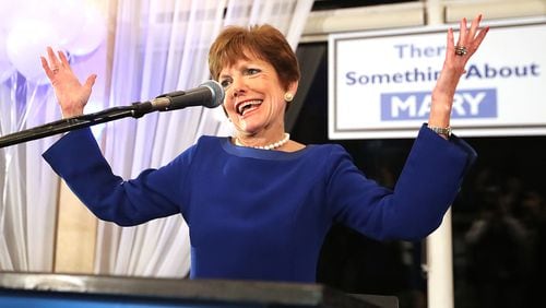 December 5, 2017 Atlanta: Mary Norwood makes a statement as she arrives for her election night party at the Park Tavern in the Atlanta mayoral runoff on Tuesday, December 5, 2017, in Atlanta.  Curtis Compton/ccompton@ajc.com